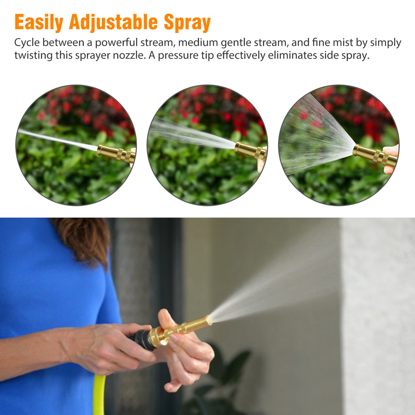 4 Holes Hose Nozzle for Car Wash, Adjustable Hose Nozzle, Easy Twist Control Water Hose Nozzle, Nozzle Sprayer, Garden Hose Spray Nozzle for Garden Hose