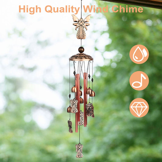 Angel Wind Chimes Outdoor & Indoor – Aluminum Alloy Waterproof Wind Bells with Nylon Rope, Soothing Melodies for Garden, Patio, Home Décor,Good Luck Gift for Birthday, Wedding, Mother’s Day