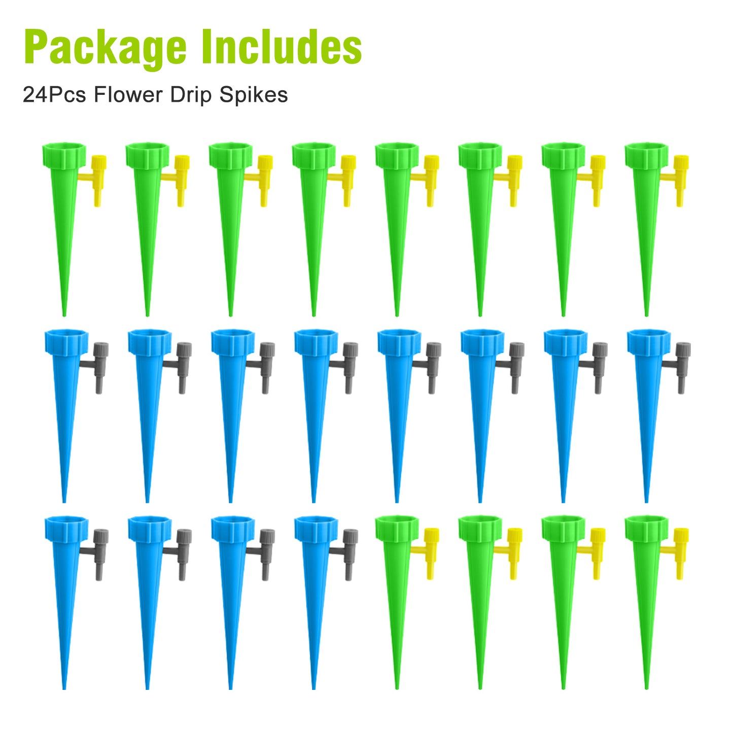 24PCS Adjustable Self Watering Spikes – Fits 1.1" Bottles, 0-60s Drip Control, Up to 15 Days Irrigation,Eco-Friendly & Easy to Use,Automatic Plant Watering Devices for Indoor & Outdoor Plants