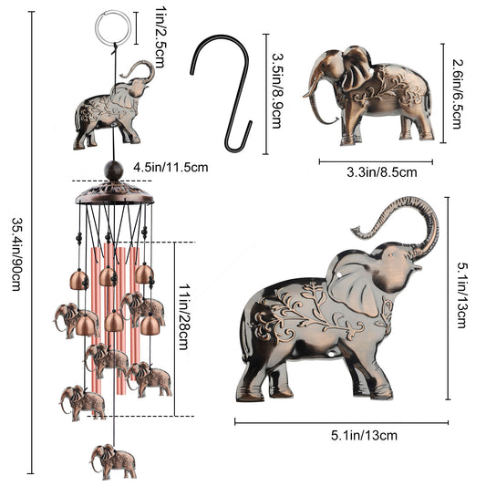 Outdoor Elephant Wind Chimes-Retro Wind Chimes for garden decor,Wind Bell for Home patio BackYard Outdoor Decoration,memorial ornament Gift