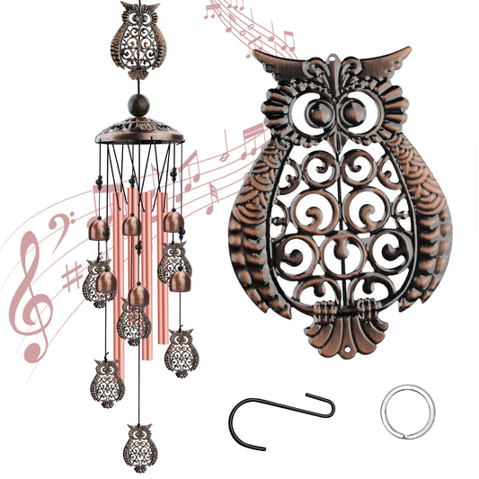 Retro Owl Wind Chime for Outdoor-Aluminium Windbell Hanging Ornament Decor,Animal Wind Chimes for Garden Home Yard patio Decoration,Memorial Gifts