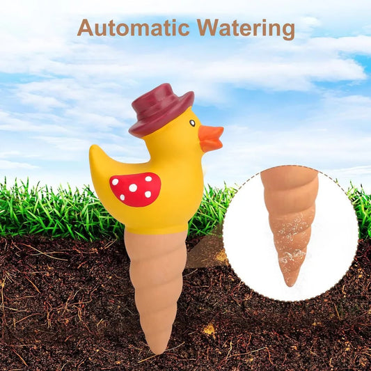 4pcs Terracotta Self Watering Stakes - Automatic Plant Waterers, 110ml Capacity, Easy to Refill, Perfect for Potted Plants, Hanging Plants, and Garden Use(Cute Duck )