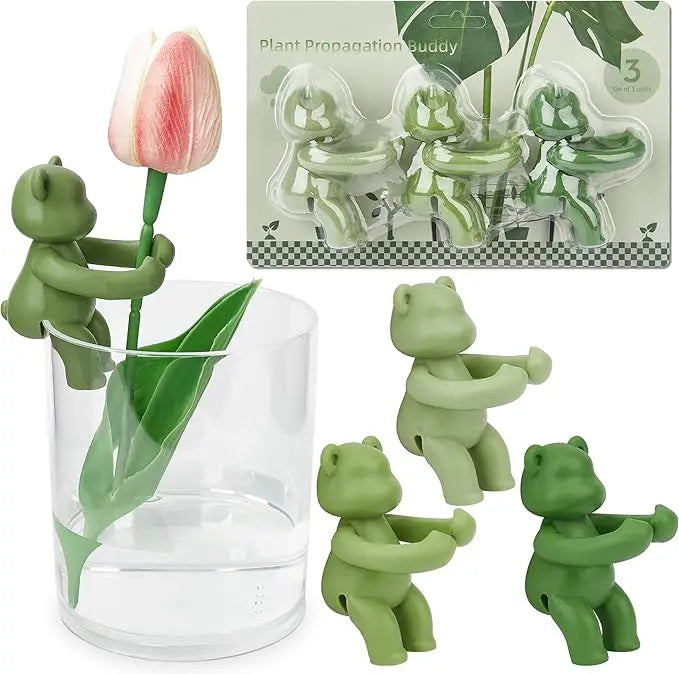 3Pcs Bear Plant Propagation Buddy-Cute Plant  Propagation Holder, Plant Support stake for  Sprouts, Shoots, Cuttings, Gift for Indoor Garden Plant Lover