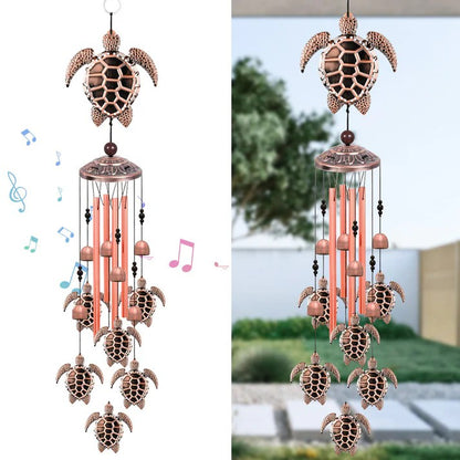 33" Large Retro Wind Chimes Bell with 4 Aluminum Tuned and 7 Turtles for Indoor Outdoor Garden Patio