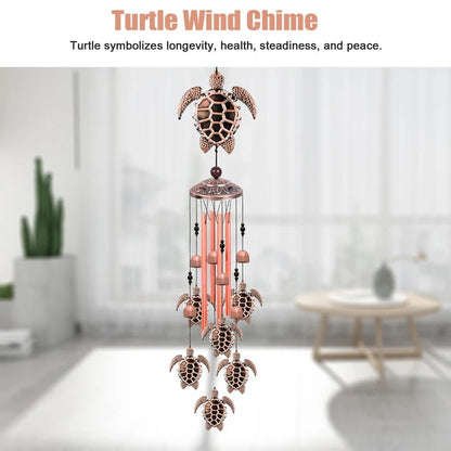 33" Large Retro Wind Chimes Bell with 4 Aluminum Tuned and 7 Turtles for Indoor Outdoor Garden Patio