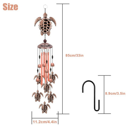 33" Large Retro Wind Chimes Bell with 4 Aluminum Tuned and 7 Turtles for Indoor Outdoor Garden Patio