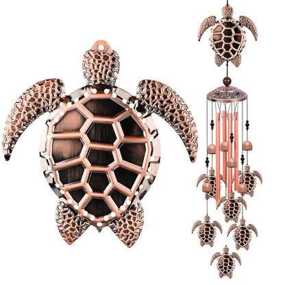 33" Large Retro Wind Chimes Bell with 4 Aluminum Tuned and 7 Turtles for Indoor Outdoor Garden Patio