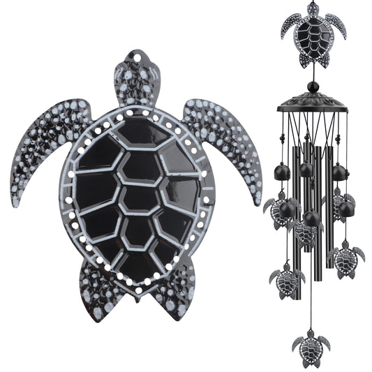 33" Large Retro Wind Chimes Bell with 4 Aluminum Tuned and 7 Turtles for Indoor Outdoor Garden Patio