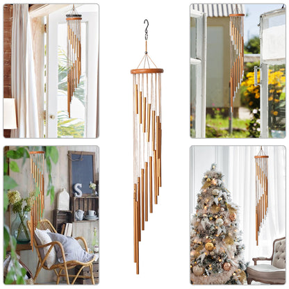 36" Large Wind Chimes Outdoor - 18 Tubes Deep Tone Metal Spiral Wind Chime for Garden, Patio, Yard, Church Decor – Gold
