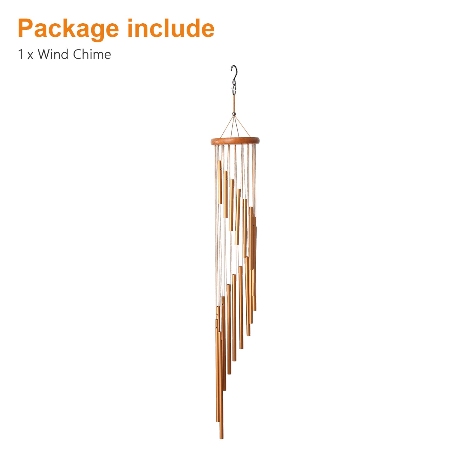 36" Large Wind Chimes Outdoor - 18 Tubes Deep Tone Metal Spiral Wind Chime for Garden, Patio, Yard, Church Decor – Gold