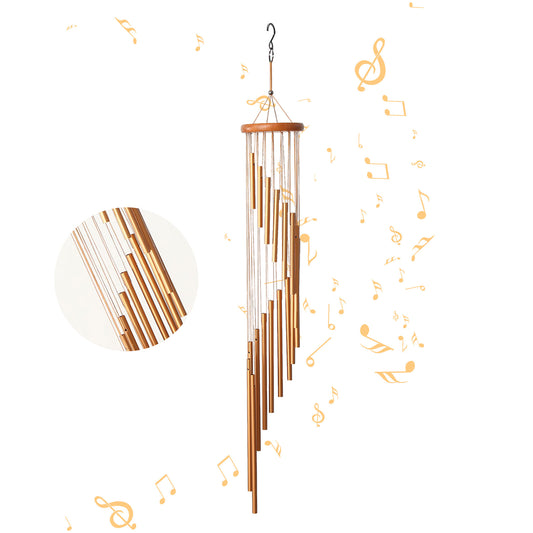 36" Large Wind Chimes Outdoor - 18 Tubes Deep Tone Metal Spiral Wind Chime for Garden, Patio, Yard, Church Decor – Gold