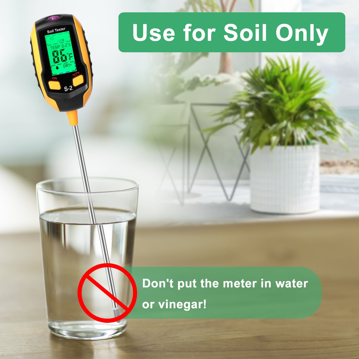 5-in-1 Soil Tester Moisture for Outdoor Gardening and Work with a LED Crystal Display