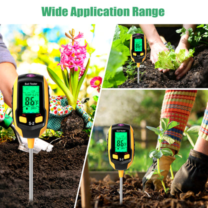 5-in-1 Soil Tester Moisture for Outdoor Gardening and Work with a LED Crystal Display