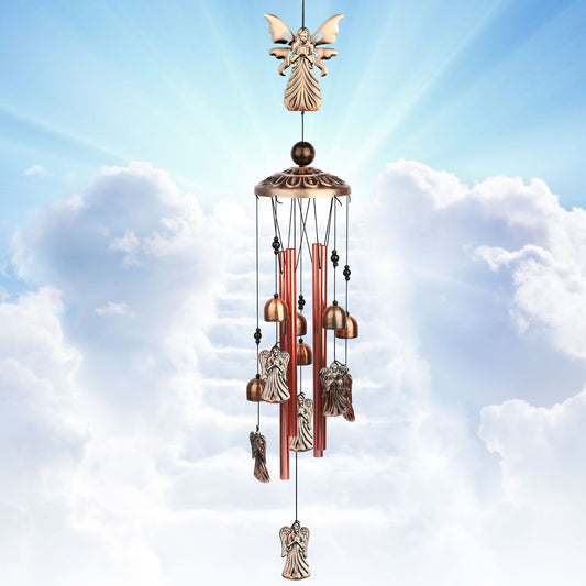 Angel Wind Chimes Outdoor & Indoor – Aluminum Alloy Waterproof Wind Bells with Nylon Rope, Soothing Melodies for Garden, Patio, Home Décor,Good Luck Gift for Birthday, Wedding, Mother’s Day