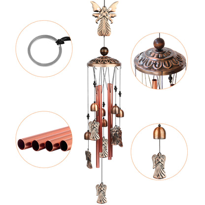 Angel Wind Chimes Outdoor & Indoor – Aluminum Alloy Waterproof Wind Bells with Nylon Rope, Soothing Melodies for Garden, Patio, Home Décor,Good Luck Gift for Birthday, Wedding, Mother’s Day