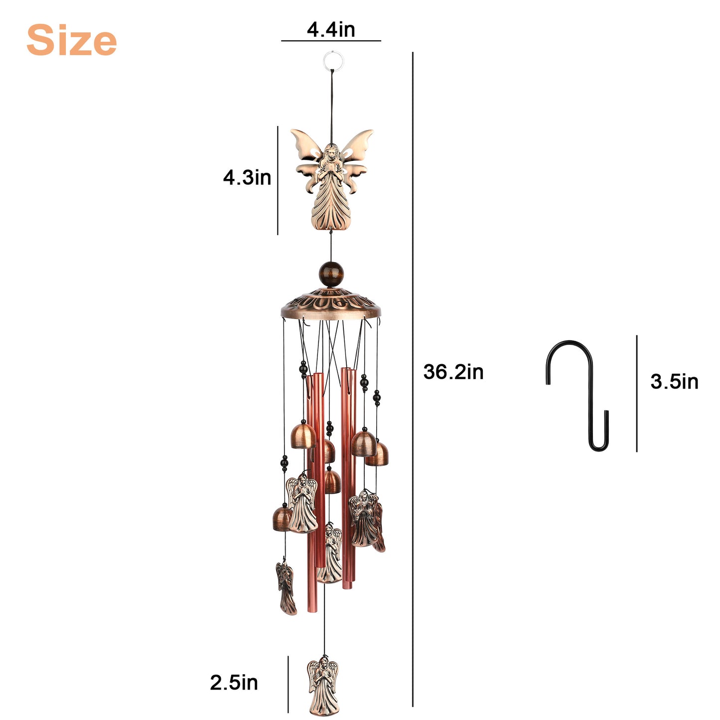 Angel Wind Chimes Outdoor & Indoor – Aluminum Alloy Waterproof Wind Bells with Nylon Rope, Soothing Melodies for Garden, Patio, Home Décor,Good Luck Gift for Birthday, Wedding, Mother’s Day