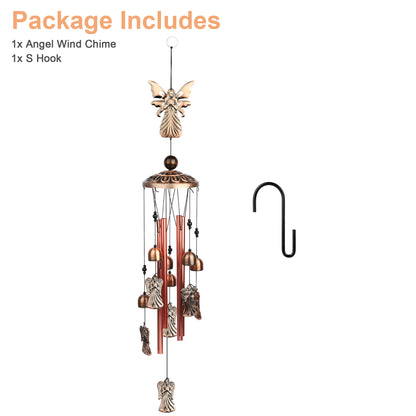 Angel Wind Chimes Outdoor & Indoor – Aluminum Alloy Waterproof Wind Bells with Nylon Rope, Soothing Melodies for Garden, Patio, Home Décor,Good Luck Gift for Birthday, Wedding, Mother’s Day