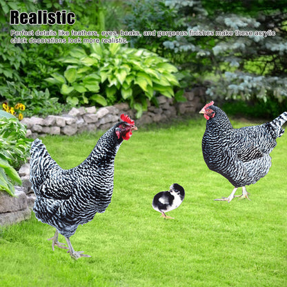 3 Pieces Chicken Family Backyard Set - Yard Art Garden Decoration Rooster Hen Chick Yard Decor Garden Acrylic Statue Decor Animal Decor