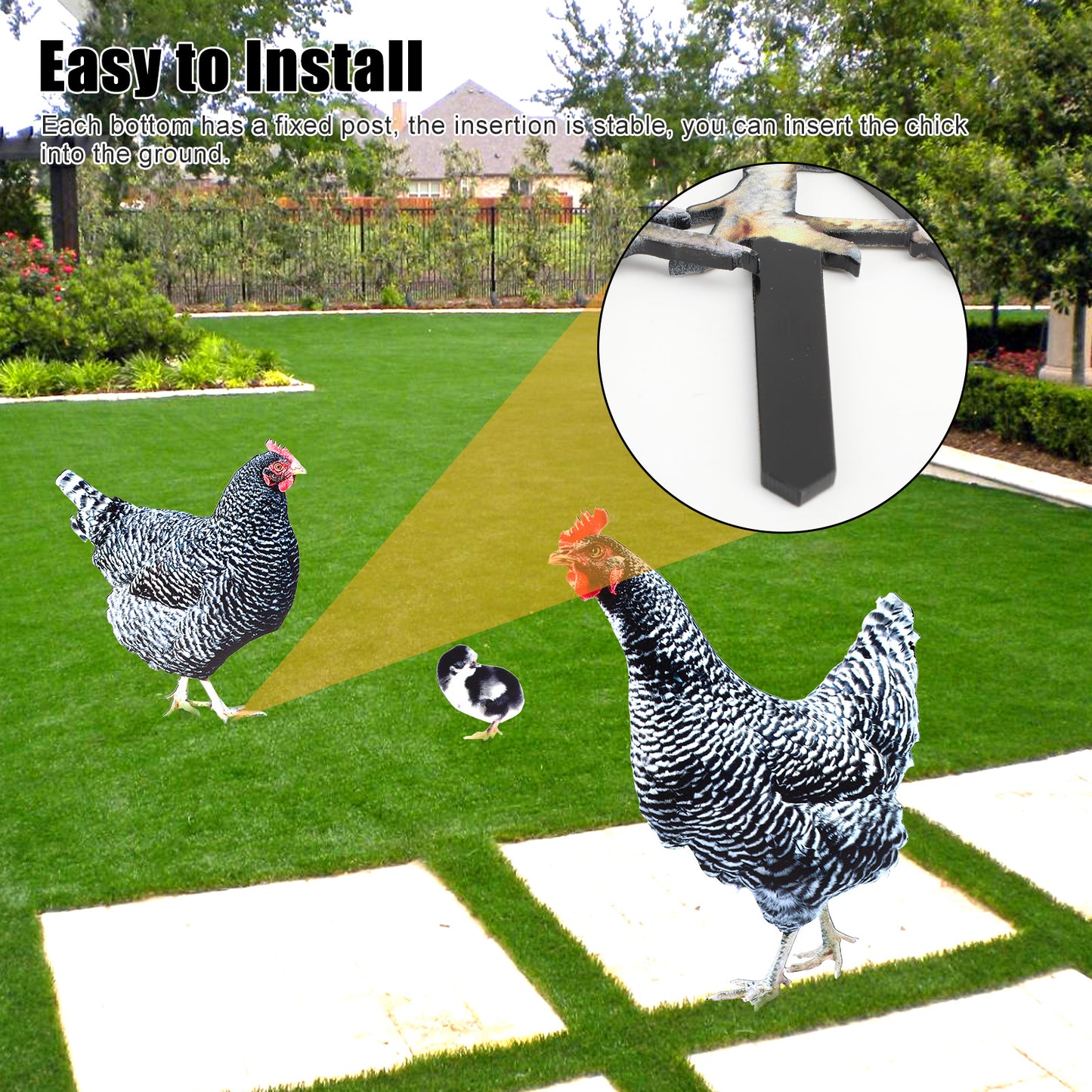 3 Pieces Chicken Family Backyard Set - Yard Art Garden Decoration Rooster Hen Chick Yard Decor Garden Acrylic Statue Decor Animal Decor