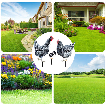 3 Pieces Chicken Family Backyard Set - Yard Art Garden Decoration Rooster Hen Chick Yard Decor Garden Acrylic Statue Decor Animal Decor