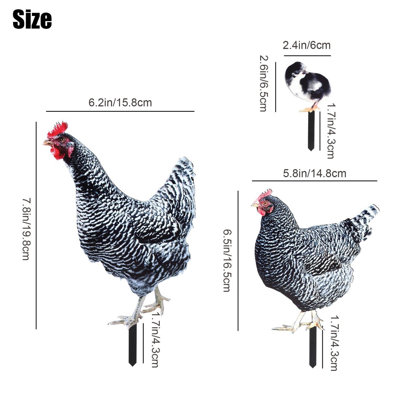 3 Pieces Chicken Family Backyard Set - Yard Art Garden Decoration Rooster Hen Chick Yard Decor Garden Acrylic Statue Decor Animal Decor