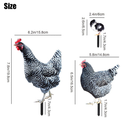 3 Pieces Chicken Family Backyard Set - Yard Art Garden Decoration Rooster Hen Chick Yard Decor Garden Acrylic Statue Decor Animal Decor