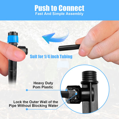 30pcs Adjustable Drip Irrigation Emitters – Quick-Connect 1/4" Drip Irrigation Sprinklers Durable ABS Plastic, Easy Installation, Water-Saving Design for Garden, Lawn, Greenhouse & Flower Beds