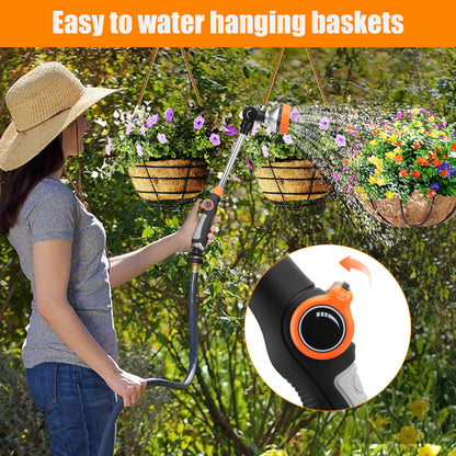 18" Heavy Duty Metal Garden Watering Wand - 180° Adjustable Swivel Nozzle,8 Adjustable Spray Patterns,Fits 3/4" Garden Hoses, Ideal for Hanging Plants & Lawn Care