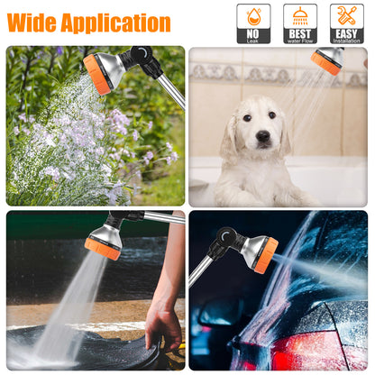 18" Heavy Duty Metal Garden Watering Wand - 180° Adjustable Swivel Nozzle,8 Adjustable Spray Patterns,Fits 3/4" Garden Hoses, Ideal for Hanging Plants & Lawn Care