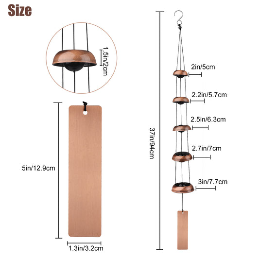 Bell Wind Chime – Temple Wind Chime Outdoor Chime for Home, Garden & Patio Decor (Brown)