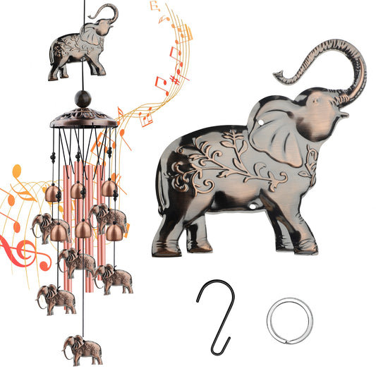 Outdoor Elephant Wind Chimes-Retro Wind Chimes for garden decor,Wind Bell for Home patio BackYard Outdoor Decoration,memorial ornament Gift