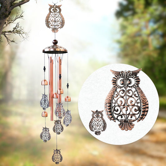 Retro Owl Wind Chime for Outdoor-Aluminium Windbell Hanging Ornament Decor,Animal Wind Chimes for Garden Home Yard patio Decoration,Memorial Gifts