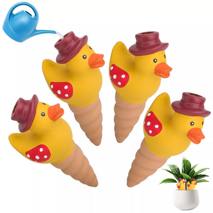 4pcs Terracotta Self Watering Stakes - Automatic Plant Waterers, 110ml Capacity, Easy to Refill, Perfect for Potted Plants, Hanging Plants, and Garden Use（Cute Duck ）