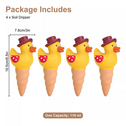 4pcs Terracotta Self Watering Stakes - Automatic Plant Waterers, 110ml Capacity, Easy to Refill, Perfect for Potted Plants, Hanging Plants, and Garden Use（Cute Duck ）