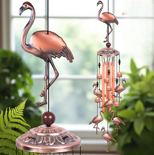 Outdoor Flamingo Wind Chimes-Memorial  Windchime, Music Wind Catcher, Bird Windbell  Hanging Ornament Decor, for Home porch Garden Decoration, wed gift
